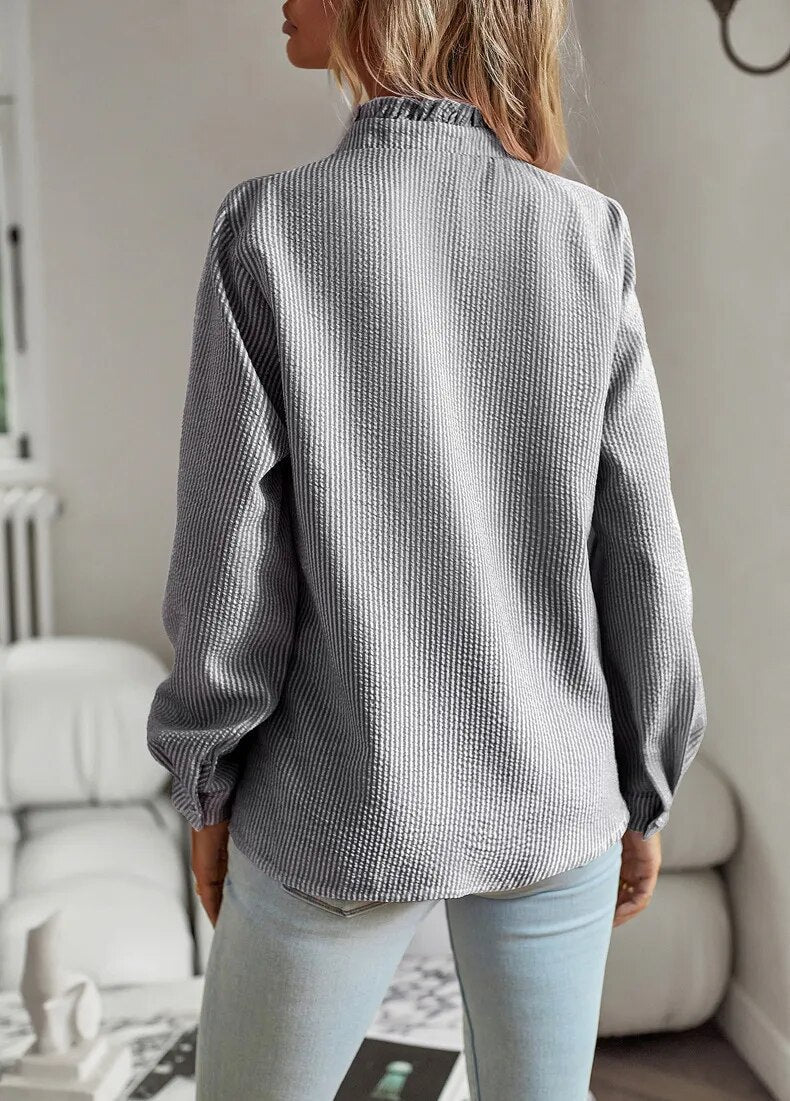 Aurora - Blouse met Ruffle en Lange Mouwen