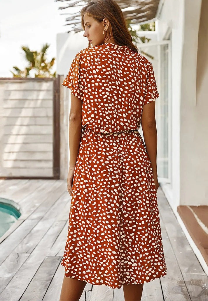 Amber | Printed V-Neck Dress