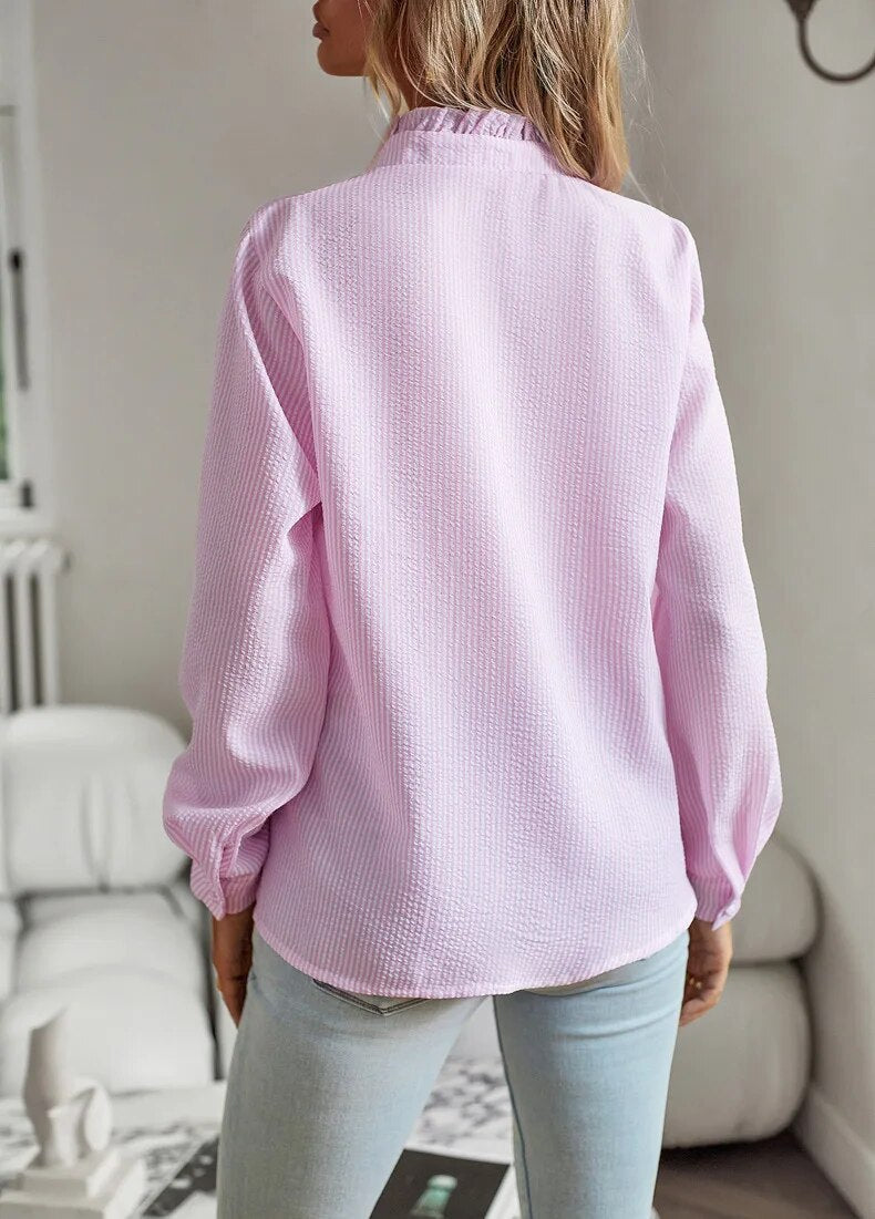 Aurora - Blouse met Ruffle en Lange Mouwen