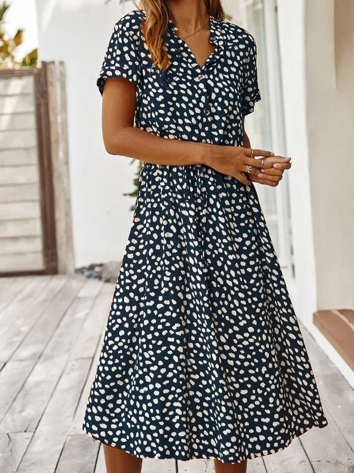 Amber | Printed V-Neck Dress