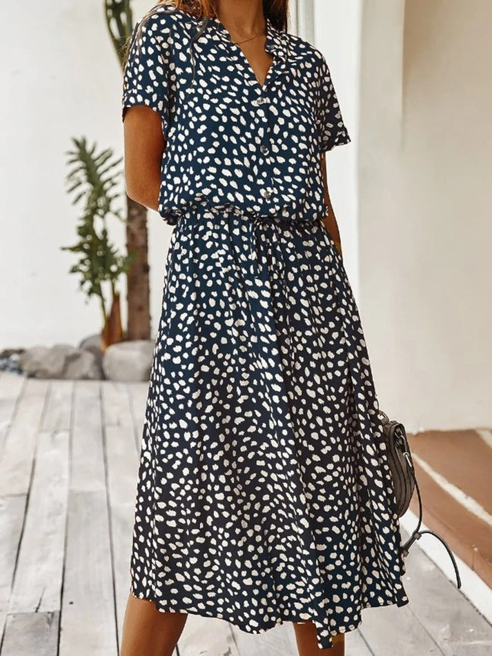 Amber | Printed V-Neck Dress