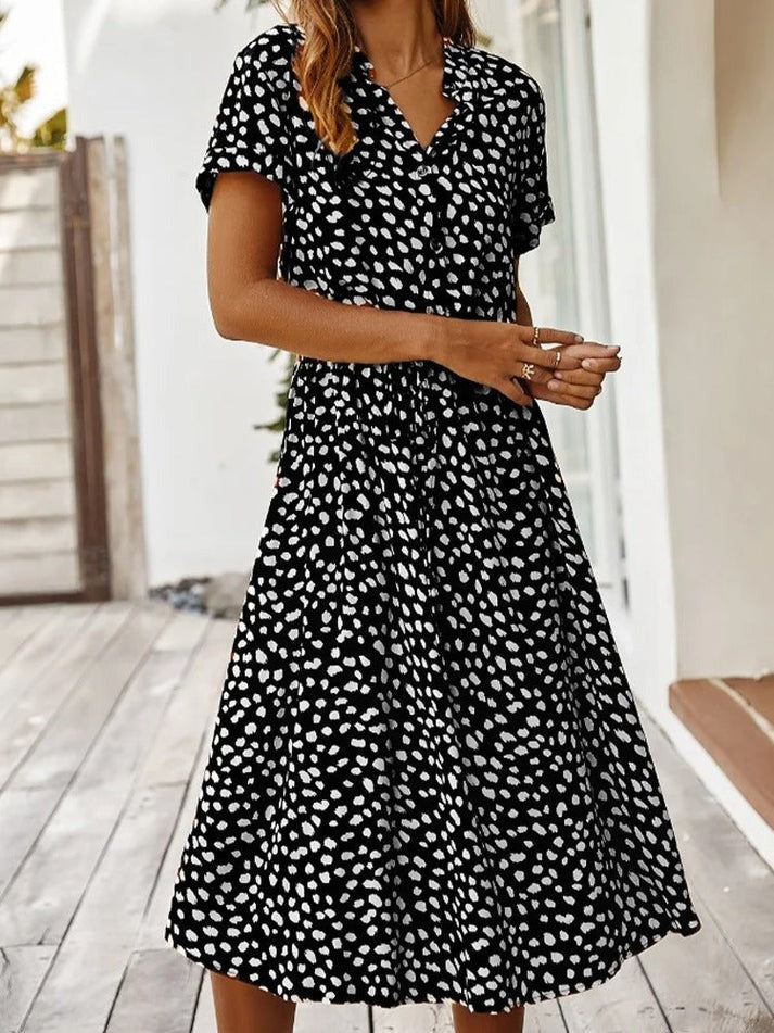 Amber | Printed V-Neck Dress
