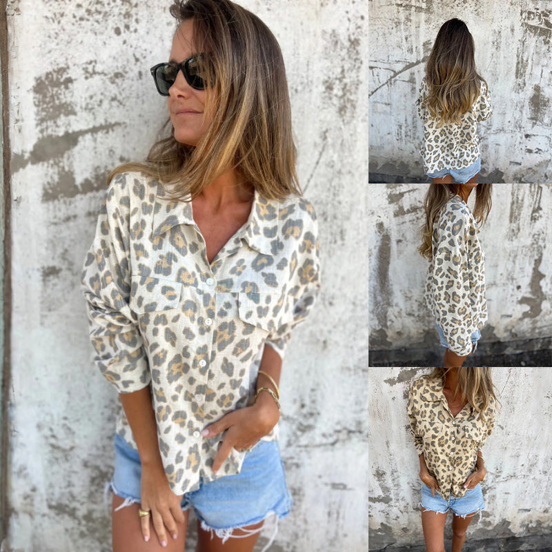 Anne | Vintage Printed Blouse with Collar and Long Sleeves