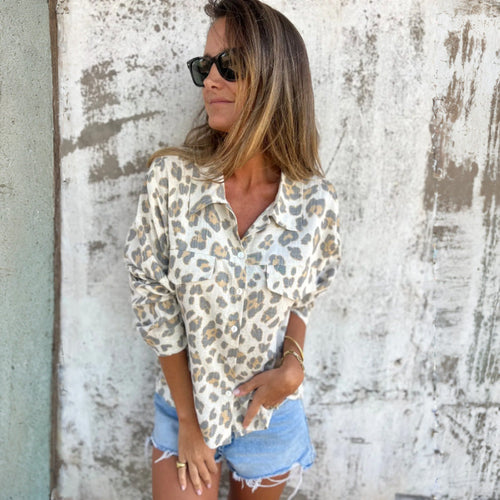 Anne | Vintage Printed Blouse with Collar and Long Sleeves