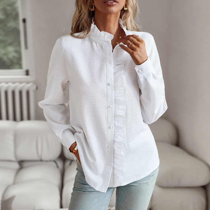 Aurora - Blouse met Ruffle en Lange Mouwen